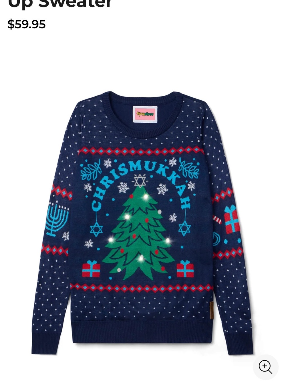 Tipsy Elves Women’s Chrismukkah Light-Up Hanukkah Christmas Sweater Size M NWOT
